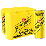 Soda indian tonic  l'extrait d'corces de quinquina schweppes - le pack de 6 canettes de 33cl