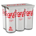Soda au cola light sans sucres coca - cola - le pack de 6 canettes de 33cl