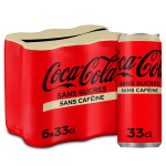 Soda au cola sans cafine et sans sucres coca - cola - le pack de 6 canettes de 33cl