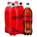 Soda au cola zro sucres coca - cola - le pack de 4 bouteilles de 1, 75l