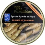 Sprats de riga fumées graines de moutarde paralleles - la boite de 112g net Égoutté Sprats de riga fumées graines de moutarde paralleles - la boite de 112g net Égoutté