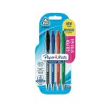 Stylo  bille rtractable 07mm couleurs assortis flexgrip gel x4 paper mate - le lot de 4 stylos  bille ...