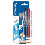 Stylo effaable frixion ball avec recharge bleu pilot - le lot de 3 stylos avec recharge
