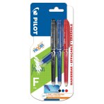 Stylo roller effaable frixion noir bleu rouge pilot - le lot de 3 stylos