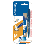 Stylo roller frixion ball bleu + 3 recharges pointe moy pilot - le stylo + 3 recharges