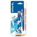 Stylo roller frixion clicker bleu + 3 recharges pointe moy pilot - le stylo + 3 recharges