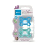 Sucettes silicone comfort bleu 0 + mois mam - les 2 sucettes