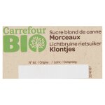 Sucre blond de canne morceaux bio carrefour bio - le paquet de 500g