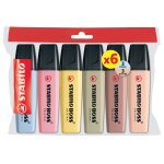 Surligneur boss original 3 pastel + 3 naturecolors stabilo - le lot de 6 surligneurs