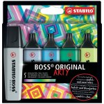 Surligneur couleurs froides boss original arty stabilo - le lot de 5 surligneurs