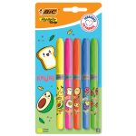Surligneur grip dcor kawa fluo - le lot de 5 bic - le lot de 5 surligneurs