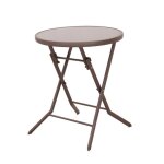 Table basse de jardin ronde pliable d60cm h72cm en acier gris bistrot hyba - la table basse Table basse de jardin ronde pliable d60cm h72cm en acier gris bistrot hyba - la table basse