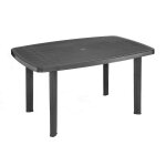 Table de jardin 137x85cm plastique gris anthracite faro - la table