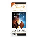 Tablette de chocolat excellence fusion noir 85% fleur de sel et lait lindt - la tablette de 100g