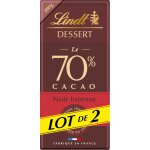 Tablette de chocolat noir dessert 70% lindt - lot de 2 tablettes 200g