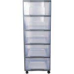 Tour de rangement  roulettes 5 tiroirs xl carrefour home - l'unit