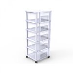 Tour de rangement  roulettes transparente 5 tiroirs carrefour home - l'unit