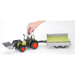 Tracteur claas vert avec fourche et remorque bruder - la boîte Tracteur claas vert avec fourche et remorque bruder - la boîte