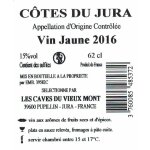 Vin jaune côtes du jura les caves du vieux mont - la bouteille de 62cl Vin jaune côtes du jura les caves du vieux mont - la bouteille de 62cl