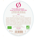 Vin rouge a. o. p. ctes de duras bio by terre de vignerons - la bouteille