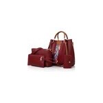 4pcs set elegant women leather handbag shoulder messenger tote bag, rouge