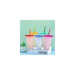 5pc grande capacité gobelet à paille givré détecteur de température discolore 5pc grande capacité gobelet à paille givré détecteur de température discolore