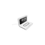 Bloc de recharge sans fil avec horloge miroir  alarme numrique led, blanc