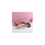 Bote  bento en acier inoxydable 304 avec vaisselle pour micro - ondes, rose