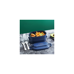 Bo�te � bento double portable micro - ondable avec couverts bo�te � lunch, bleu fonc�
