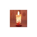 Bougie de nol avec flamme simulant le pre nol et le bonhomme de neige, pre nol a