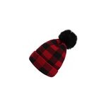 Boule de laine d'hiver  carreaux rouges chapeau tricot chaud pour parents et enfants, adulte