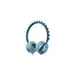 Casque filaire mignon de dinosaure de bande dessine avec le microphone pour des enfants, bleu