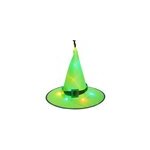 Chapeau de sorcire lumineux led pour halloween, dcoration suspendue dans l'arbre, 5 pcs. , vert