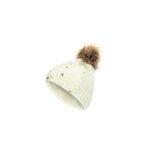 Chapeau tricot d'hiver pour femmes, perles mignonnes, lune et toile, blanc