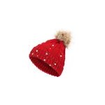 Chapeau tricot d'hiver pour femmes, perles mignonnes, lune et toile, bourgogne