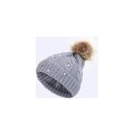 Chapeau tricoté d'hiver pour femmes, perles mignonnes, lune et étoile, gris Chapeau tricoté d'hiver pour femmes, perles mignonnes, lune et étoile, gris