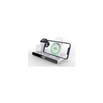 Chargeur sans fil rapide 3 - en - 1 avec socle et rveil pour samsung huawei iphone, blanc