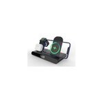 Chargeur sans fil rapide 3 - en - 1 avec socle et rveil pour samsung huawei iphone, noir
