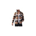 Chemise  carreaux  manches longues, veste dcontracte  boutons pour hommes, marron / m