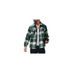 Chemise  carreaux  manches longues, veste dcontracte  boutons pour hommes, vert / m