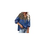 Chemises dcontractes imprimes  col en v et  manches longues pour femmes, bleu / m
