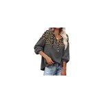 Chemises dcontractes imprimes  col en v et  manches longues pour femmes, gris fonc / m