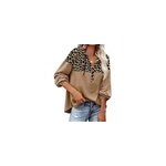 Chemises dcontractes imprimes  col en v et  manches longues pour femmes, kaki / m