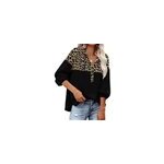 Chemises dcontractes imprimes  col en v et  manches longues pour femmes, noir / m