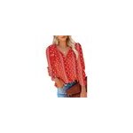 Chemise en mousseline de soie de bohme  manches longues et  imprim floral pour femmes, col en v, ...