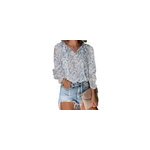 Chemise en mousseline de soie de bohme  manches longues et  imprim floral pour femmes, col en v, ...
