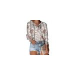 Chemise en mousseline de soie de bohème à manches longues et à imprimé floral pour femmes, col en v, ... Chemise en mousseline de soie de bohème à manches longues et à imprimé floral pour femmes, col en v, ...