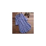 Chemisier en coton de lin  manches longues et dcontract pour femmes, bleu / m