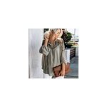 Chemisier dcontract en mousseline brode  manches longues pour femmes, vert / m