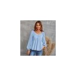 Chemisier  pois en mousseline lanterne jacquard  manches longues pour femmes, bleu clair / m